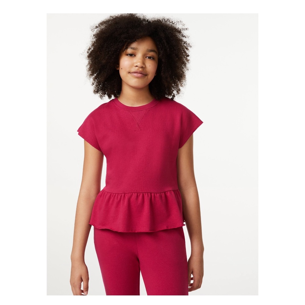Free Assembly peplum top short sleeve sweatshirt